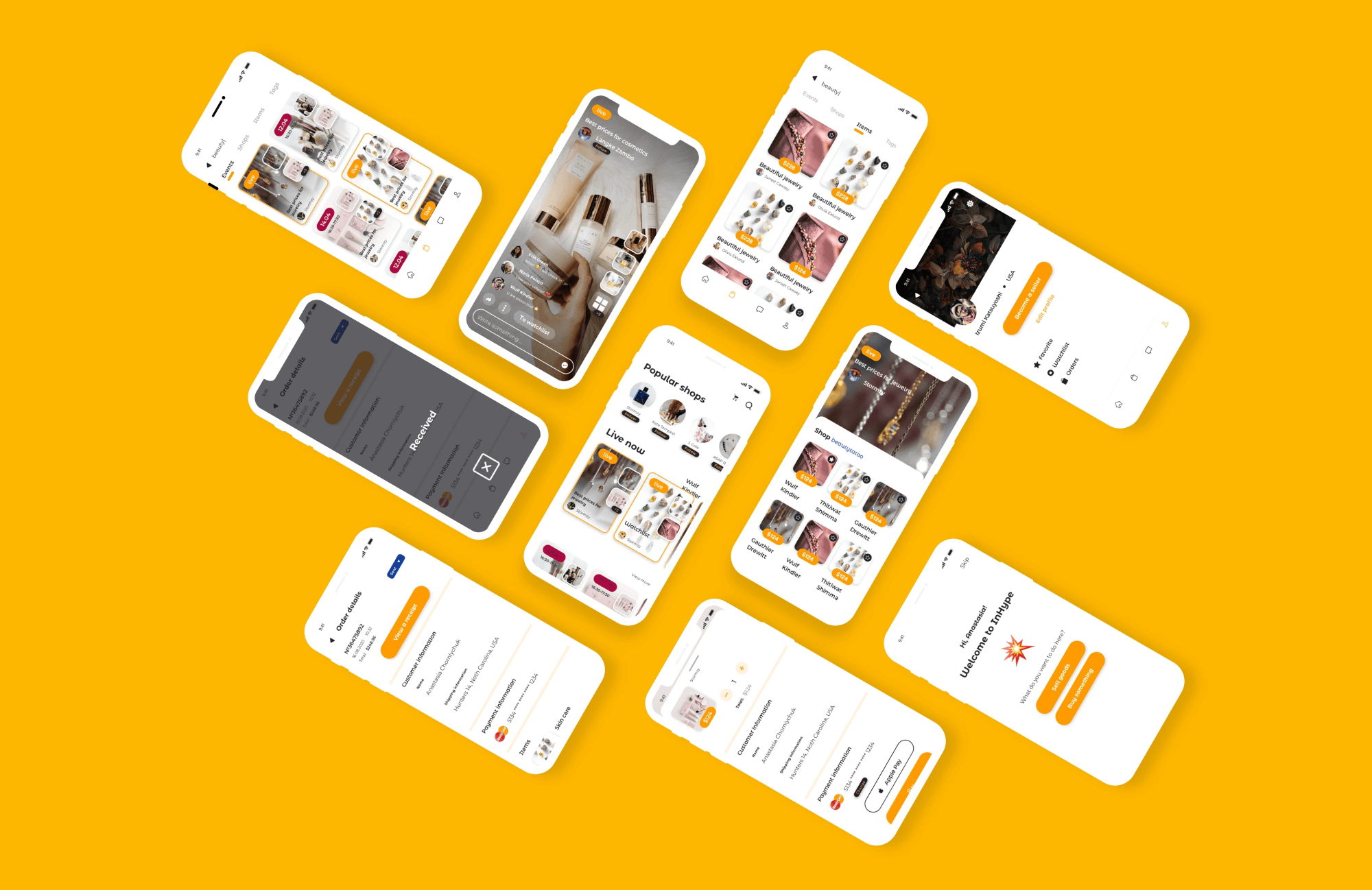 Mobile app UI for inHype case study>