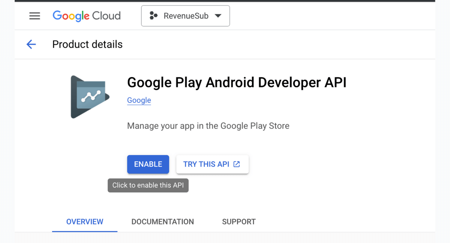 Enable Google Play Android Developer API.