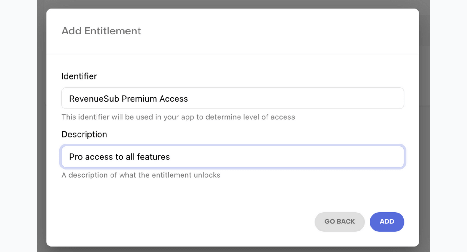 Setting up Entitlements in RevenueCat